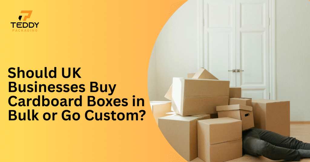 Cardboard boxes in bulk or custom packaging boxes compared for UK business shipping and branding needs